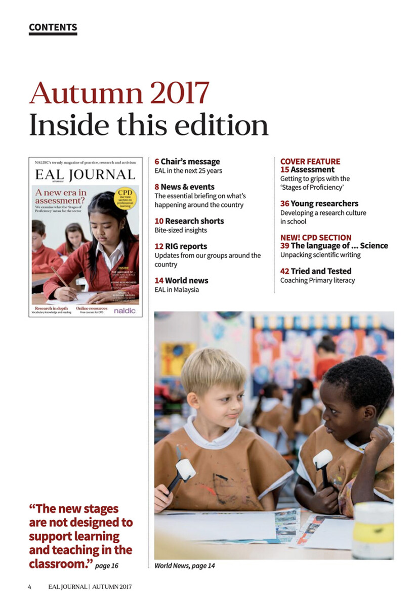 EAL Journal Issue 4 - Contents