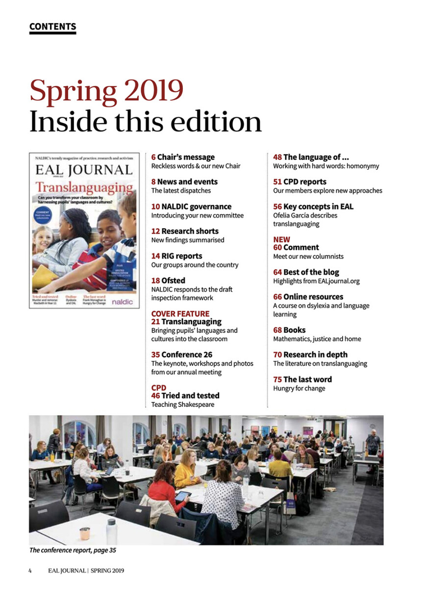 EAL Journal Issue 8 - Contents
